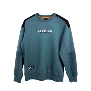 PEAK muški zeleno-crni duks sa okruglim izrezom FW6224117 GREEN/BLACK sa flisom