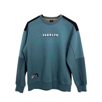 PEAK muški zeleno-crni duks sa okruglim izrezom FW6224117 GREEN/BLACK sa flisom